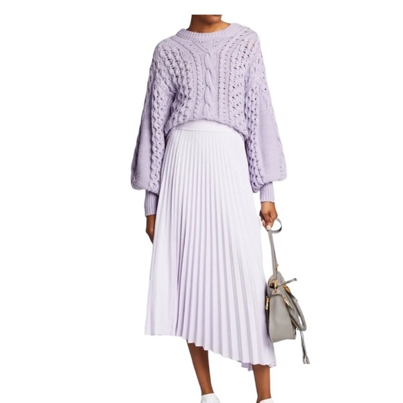 A.L.C Serena Blouson-Sleeve Cable-Knit Lavender Sweater Size M - Picture 11 of 11